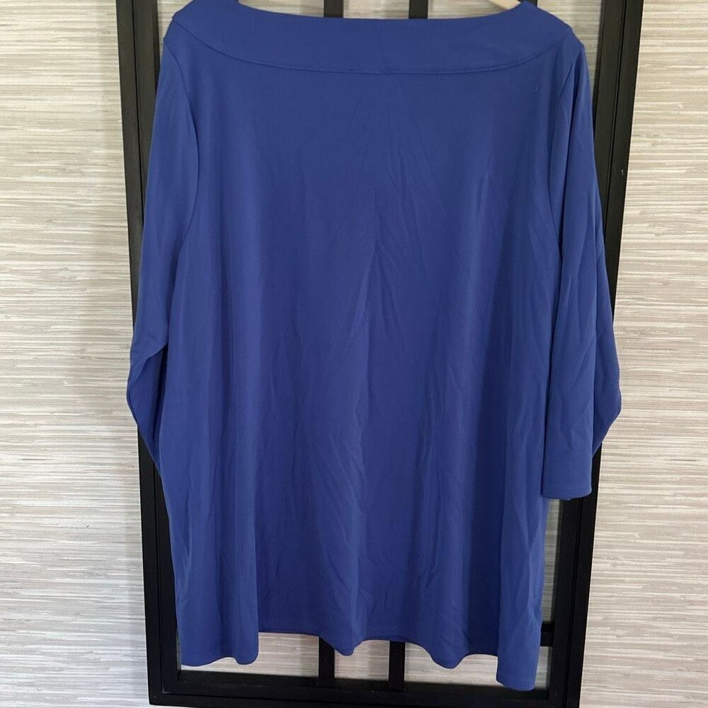 NWT Talbots periwinkle blue knit jersey V-neck top three-quarter sleeve plus siz - Picture 6 of 6